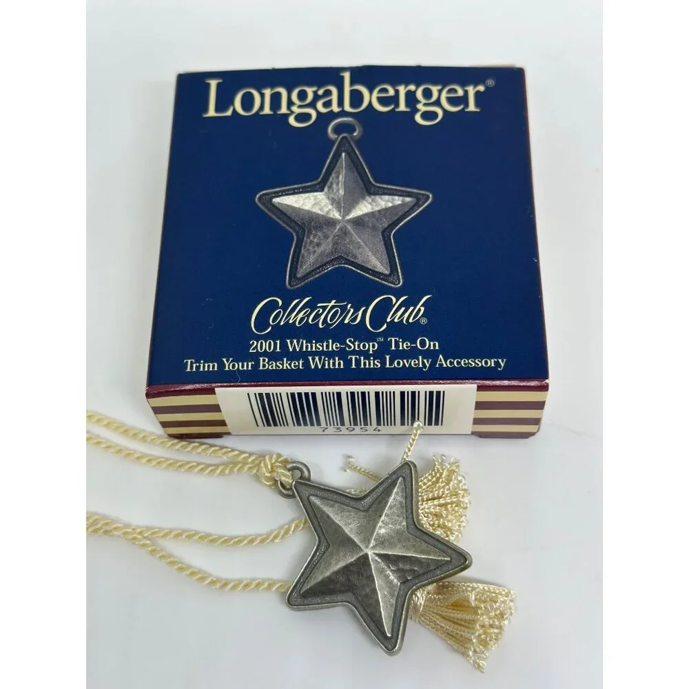 VTG Longaberger 2001 Whistle-Stop Tie-On Collectors Club Star Ornament Tassels‎